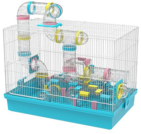 Large Hamster Cage DIY Habitat 20‘’x12''x15'' With Complete Tunnel Tube Module Toys for Gerbil Mouse Dwarf Mice(Blue)