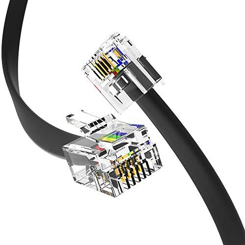 RetailAndBulk 2FT RJ11 Telephone Cord – Pro Grade 4-Wire Landline Phone Cable, 100% Copper, Heavy Duty PVC Jacket, Thick Gold Contacts for Phone, Fax, DSL (Black, Made in USA)