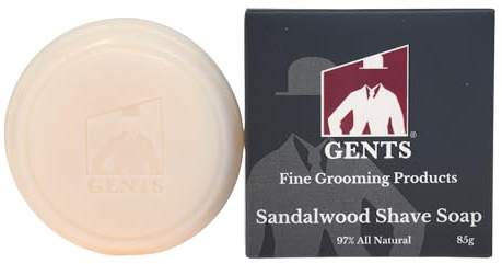 GENTS Men’s Sandalwood Shaving Soap - Natural Bar with Shea Butter & Glycerin for Rich Lather, 3oz