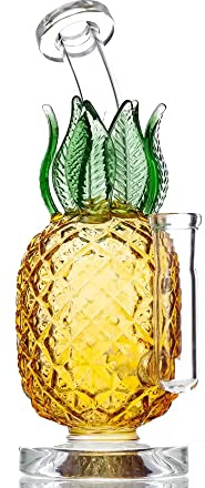 Aoheuo Hookahs Pineapple Bongs Smoke Pipe Dab Rigs Water Bong Smoking Pipes Design 7.8 Inch Height 14.4mm Joint with Quartz Banger Or Slide Bowl (A)
