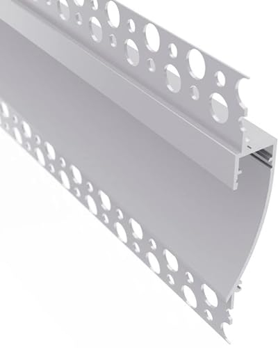 ledomec Einbau Profil | Trockenbau Leiste Rigips EINPUTZ-FLAT J Led Streifen + Abdeckung (1m Profil mit Abdeckung Matt)