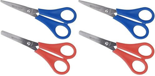 Westcott 2069 Juego de tijeras para niños Set, 2 piezas, con 5 cm de Métrica 1 x Spitz, 1 x redondo, (Paquete de 2)