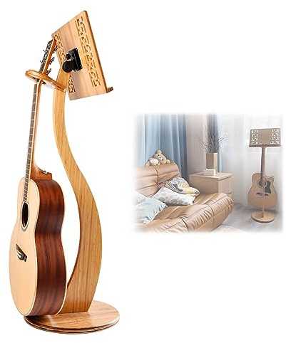WORDFUN Pupitre De Musique en Bambou, Guitare Violon Ukulélé Support De Musique, Panneau Flip De 340 DegréS, Pupitre en Bois pour Orchestre, Partition en Livres, Pupitre D'orchestre