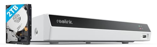Reolink 4K PoE NVR 8 Canaux Caméra de Sécurité à Domicile Enregistrement de Vidéo avec Disque Dur de 2TO Supportez 16MP/12MP/8MP/5MP/4MP HD IP Caméra RLN8-410 (Blanc)