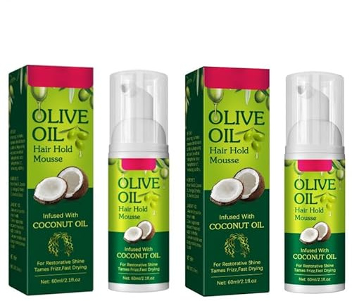 Mousse Coiffante à l'Huile d'Olive - Fixation Longue Durée Pour Contrôle Frisottis Pour Cheveux Bouclés