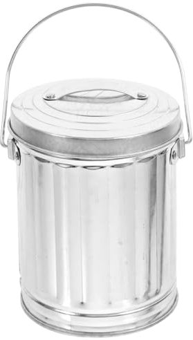 Mini Desktop Trash can with Lid, Metal Rubbish Bin for Office, Bedroom, Kitchen, Small Waste Bin for Countertop, Tabletop Cigarette Ash Garbage can, Silver