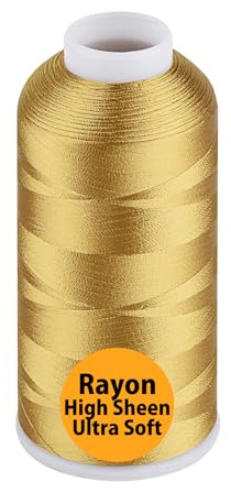 Simthread Fil à Broder en Rayonne 5000m 40wt 100% Viscose, pour Machines à Coudre Usage Professionnel et Domestique, Or