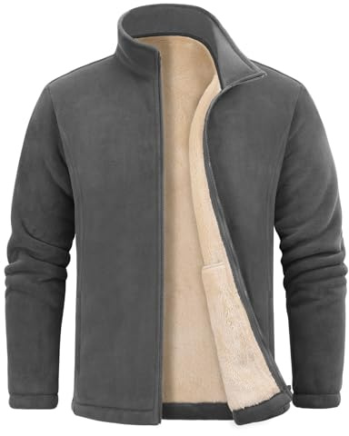 UMIPUBO Giacca Uomo Invernale Giacche in Pile Caldo Jacket con Zip Manica Lunga Termica Fleece Cappotto Giubbino con Tasche Casual Sportivo Felpa Hoodie Sweatshirt (Grigio scuro, XL)