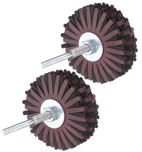 sourcing map 2pcs Abrasive Cloth Flap Wheel Sanding Star 1/4-Inch Shank for Woodworking Root Carving Furniture Polishing 180 Grit