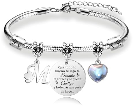 Awyuan Regalos para Mujeres Pulsera de Plata con Letras Iniciales - Regalo Personalizado para Hija, Sobrina, Hermana, Amiga, Adolescente, Madre y Tía (M)