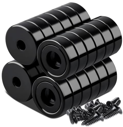 26Pezzi Magnete con Foro Calamite Potenti Magneti Neodimio 6kg Forza 16mm Calamite Potente con Base In Acciaio Svasato Viti Nero