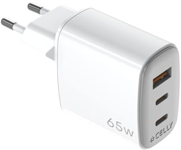 Celly, 2 Caricatori con porte USB C e USB A 35 Watt, Caricabatterie Multiplo con Tecnologia GaN, Compatto e Potente, Alimentatore per Smartphone e Tablet dei Maggiori Produttori