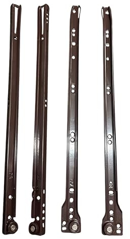 Coppia Guide Scorrevoli a Rullo per Cassetti in Legno – Montaggio Laterale, Portata 25kg, Colore Marrone (50cm)