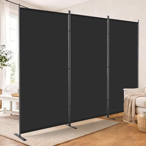 AKTOP Room Divider 3 Panel, Folding Fabric Wall Divider for Room Separation, Portable Room Partitions and Dividers 103W x 70''H, Freestanding Privacy Screen for Office, Dorm, Studio, Classroom, Black