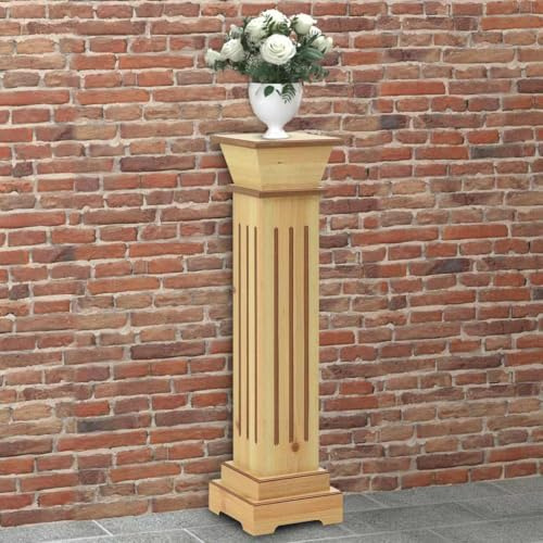 HaoChrymec Soporte para Plantas, Estantería para Macetas Clásico de Diseño Columnas, Base Amplia para Interior y Exterior, Decoración para Hogar, Bodas o Eventos, Color Madera, 17 x 17 x 66 cm