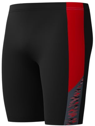 Speedo Men's Dive Jammer Swim Trunks Swimmers Anthracite/High Risk Red Size 36
