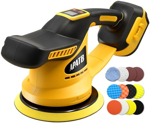 Upgraded Cordless Buffer Polisher - Buffer Polisher Kit Compatible with Dewalt 20V Battery, 6-Inch Brushless Car Polisher with 12pcs Polishing Accessories for Car Polishing/Waxing (Tool Only)