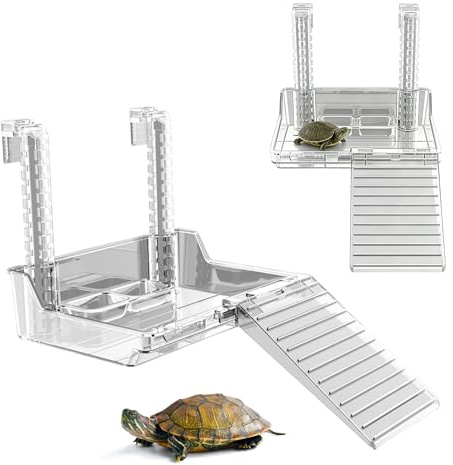 Junhonze Piattaforma Per Vasche Per Tartarughe - Piattaforma Sospesa Per Tartarughe - Accessori Per Acquario, Adatto Per Piccole Tartarughe, Piccoli Rettili, Animali Acquatici, Regolabile (Taglia: L)
