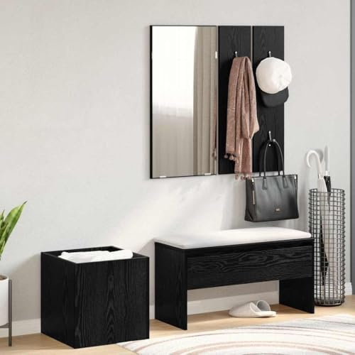 Plumbpyr hallmöbelset väggmonterad med spegel av trämaterial 5-delad hallbänk garderobspanel planteringslåda för entré modern design minimalistisk bystbänk