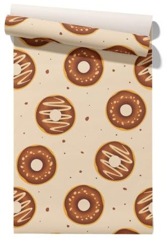 Claccis Papier Peint Meuble Adhesif Mural Salle De Bain Donut Peindre Les Quatre Murs Mignon Et Adorable Papier Imperméable Résistant À L'Huile Pour Cuisine 45x200cm