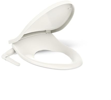 Kohler PureWash M250 Manual Elongated Bidet Toilet Seat, Biscuit, Quiet-Close Lid Prevents Slamming, Cool Water, Easy Installation with Quick-Release Hinges, Adjustable Spray Position & Pressure