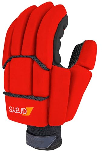 GRAYS Proflex 1000 - Guante de hockey (mano derecha pequeña), color negro y rojo fluoro