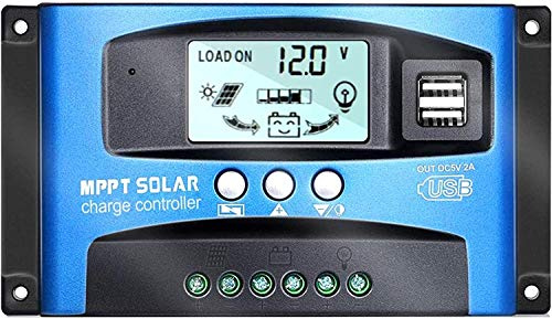 Y&H 100 A MPPT Solarladeregler 12 V/24 V mit Dual-USB-Port, LCD-Solarpanel-Laderegler