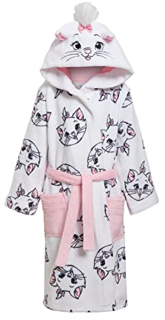 Disney Aristocats Marie Dressing Gown for Girls Bath Robe Cat Dress Up Hooded Fleece Bathrobe White 3 Years