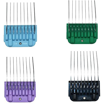 Animal Stainless Steel 4 Color Dog Guide Comb Set,Cutting Length 3/4 to 1 1/4 for 10#/15#/30# A5 Detachable Blade,Compatible with Andis, Oster A5, Wahl KM Series Clipper Guards