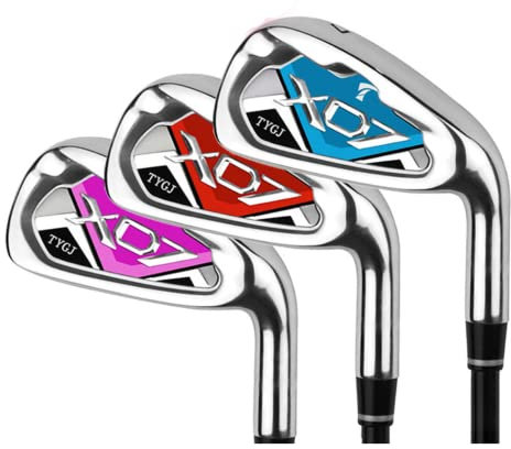 Hierros de golf para niños, club de golf de hierro para niños, palos de golf para principiantes, #7, Iron Junior Golf Drivers Boys Girls Golf Sports (morado, eje de acero)