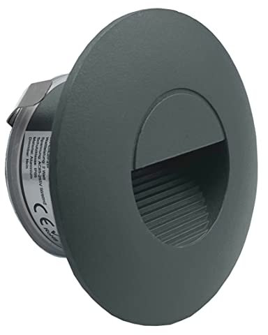 Lumière LED pour escalier LIGHTWORLD24 en aluminium 230V 2W gris Applique murale Éclairage d'escalier pour boîte encastrée Luminaire d'escalier IP65 étanche Blanc neutre, 1 pièce