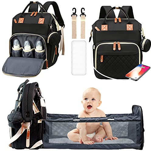Baby Wickeltasche/Rucksack, lässiger Wickelrucksack, multifunktionaler Großraum-Reiserucksack mit Wickelauflage und Schnullertasche für Mama und Papa.