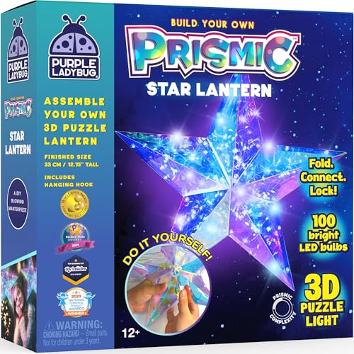 PURPLE LADYBUG Prismic Make Your Own Light Up 3D Prismatic Star Craft Kit - Early Presents, Great Gift for 8 Year Old Girl, Birthday Gifts for Kids Age 9-13+, Cool Teen Girl Gifts