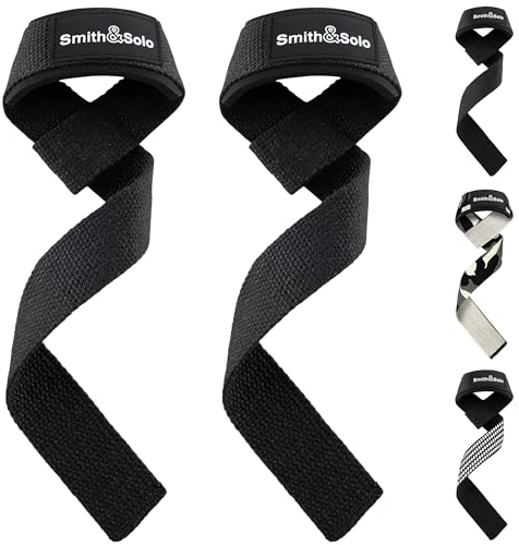 Smith & Solo Zughilfen - Krafttraining Frauen und Männer, Zughilfe Lifting Straps, Griffhilfen für Kraftsport Gym und Bodybuilding, Fitness Zubehör Griffhilfe (Schwarz)
