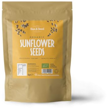 Organic Sunflower Seeds 1kg by Sun & Seed - Vegan Superfood - Gluten Free and Keto - Non-GMO, Raw - Rich in Healthy Fats, Protein, and Fibre - Ideal for Snacks, Baking, and Cooking