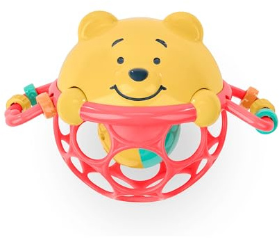 Disney Baby Winnie The Pooh Jingle & Shake Rattle Toy by Bright Starts with Easy-Grasp Oball Technology, Unisex, Newborns & Up