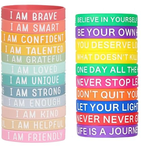 OAOSDH 22 Piezas De Pulsera De Palabras Inspirador, Pulsera Creativa De Letras Inglesas, Pieza De Mano De Silicona Suave, Universal para Hombres Y Mujeres, Joyas De Ropa Personalizadas.