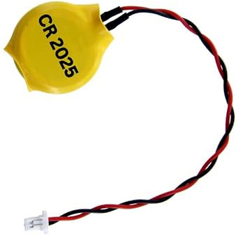 Eunicell - 1 x CR2025 CMOS 3V Lithium Button Coin Cell Battery with JST 2-Pin Connector - Replacement Battery For Desktop Computers Laptops and Motherboards