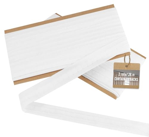 2 Rollo Cinta para Cortinas, Cinta fruncidora, Universal Cortinas para Coser Borde de Manteles Colchas28m x 2.5cm
