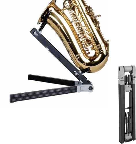 Soporte de saxofón de tenor universal, soporte de saxo ajustable de saxofón alto plegable con base de triángulo portátil Desig para ensayos de música