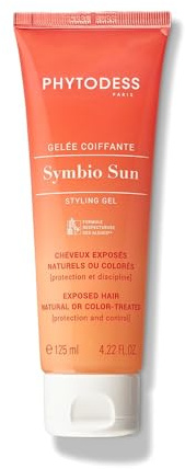 SYMBIO SUN - Gel per capelli esposti al sole, naturali o colorati, 125 ml, protezione UV, idratazione e disciplina