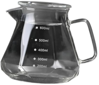 perfk Cafetera de Vidrio para Verter, gotero de café de Vidrio de 20/600 ml, Transparente, fácil de Limpiar, Jarra de para Acampar, Uso Diario en, Claro