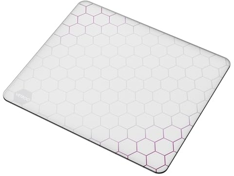 Vetroo GMP300 Tempered Glass Gaming Mouse Pad, Micro-Etched 3mm Tempered Glass with Silicone Anti-Slip Base, Multi-Layer Curing, Smooth Operation for Esport & Work - White