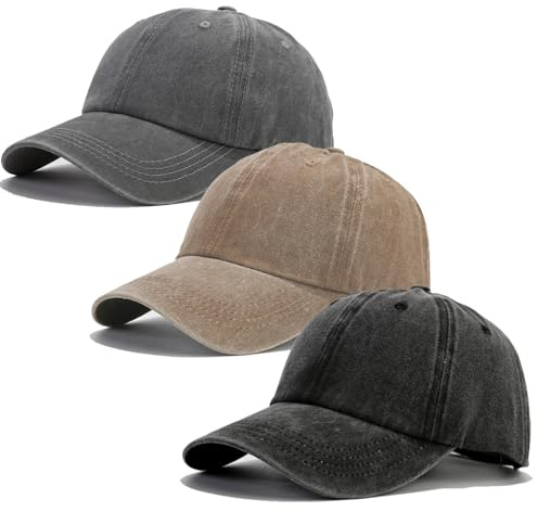 Dzpuhuojz 3 Pcs Baseball Caps, Distressed Washed Vintage Caps for Men Women