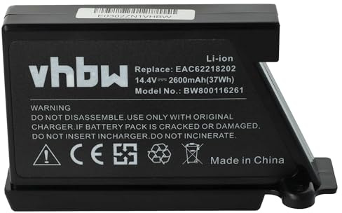 vhbw Batería reemplaza LG EAC60766101, EAC60766102, EAC60766103, EAC60766104, EAC60766105 para aspiradora Negro (2600 mAh, 14,4 V, Li-Ion)