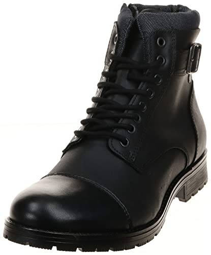 JACK & JONES - Jfwalbany Leather Anthracite STS, Botas Estilo Motero Hombre, Gris, 45 EU