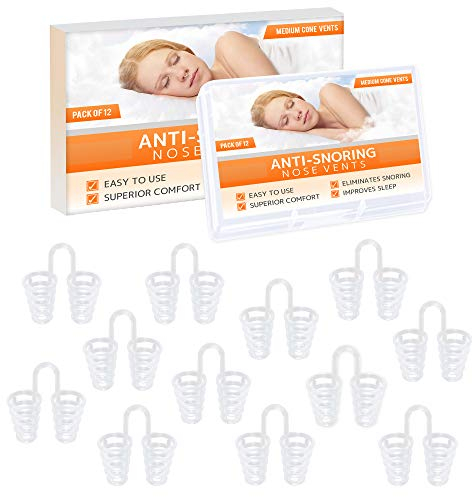 Nasendilatator zur Entlastung der Nasennebenhöhlen (12er-Pack in Mittel) Harte Kegelentlüftungen - Eine einfache Lösung für Schnarcher - Wiederverwendbares Schnarchgerät von Mobi Lock