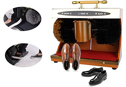 Fayelong Automatic Shoe Polish Machine,Electric Plug Shoes Polish and Shine Machine with 2 Brushes