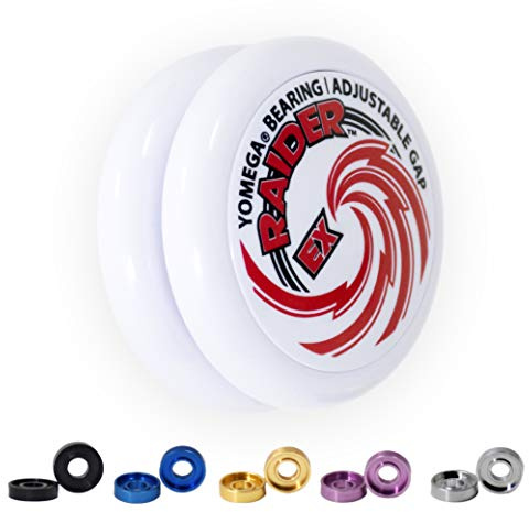 Yomega Raider Ex - Yoyo profesional con rodamiento de bolas, ideal para trucos avanzados de cuerdas y juego de bucles, 5 espaciadores + 2 cuerdas adicionales (blanco)