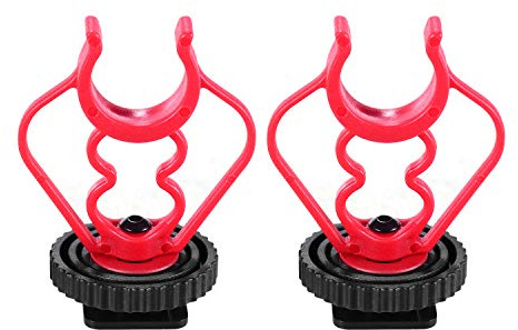 Fesjoy Kameramikrofonhållare Universal MicShock Mount Adapter för kallskohållare ABS plast mikrofonhållare ersättning för hagelgemfoner svart och röd 2-pack